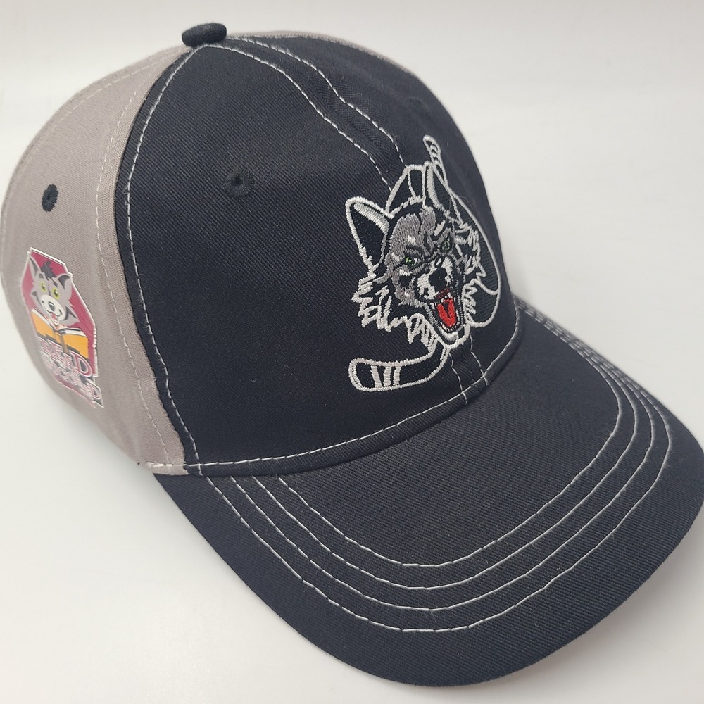 Chicago Wolves Hat Adjustable (Fits Small) Black Gray AHL Hockey Read To Succeed
